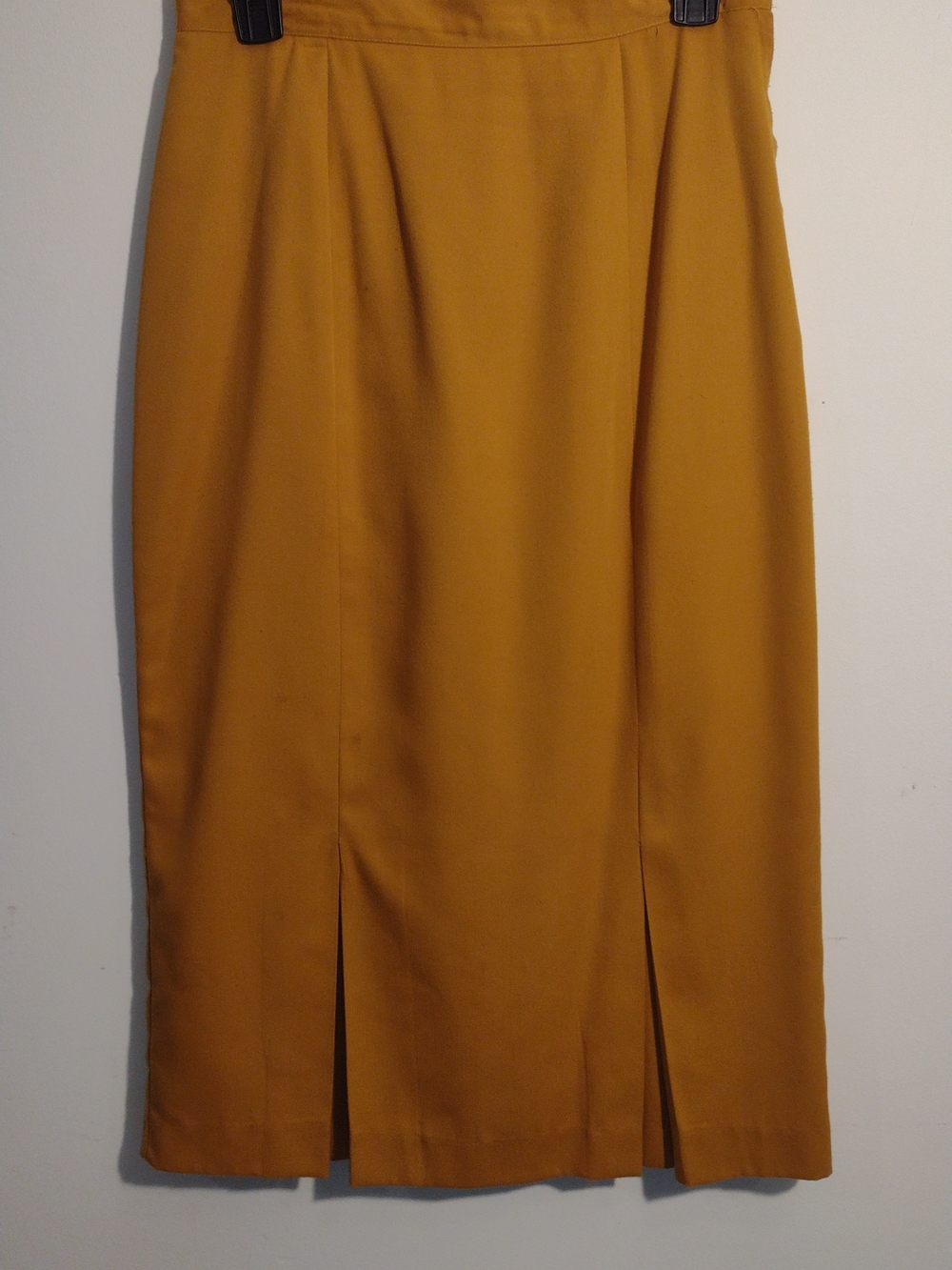 Michele Mustard Split-Hem Pencil Skirt